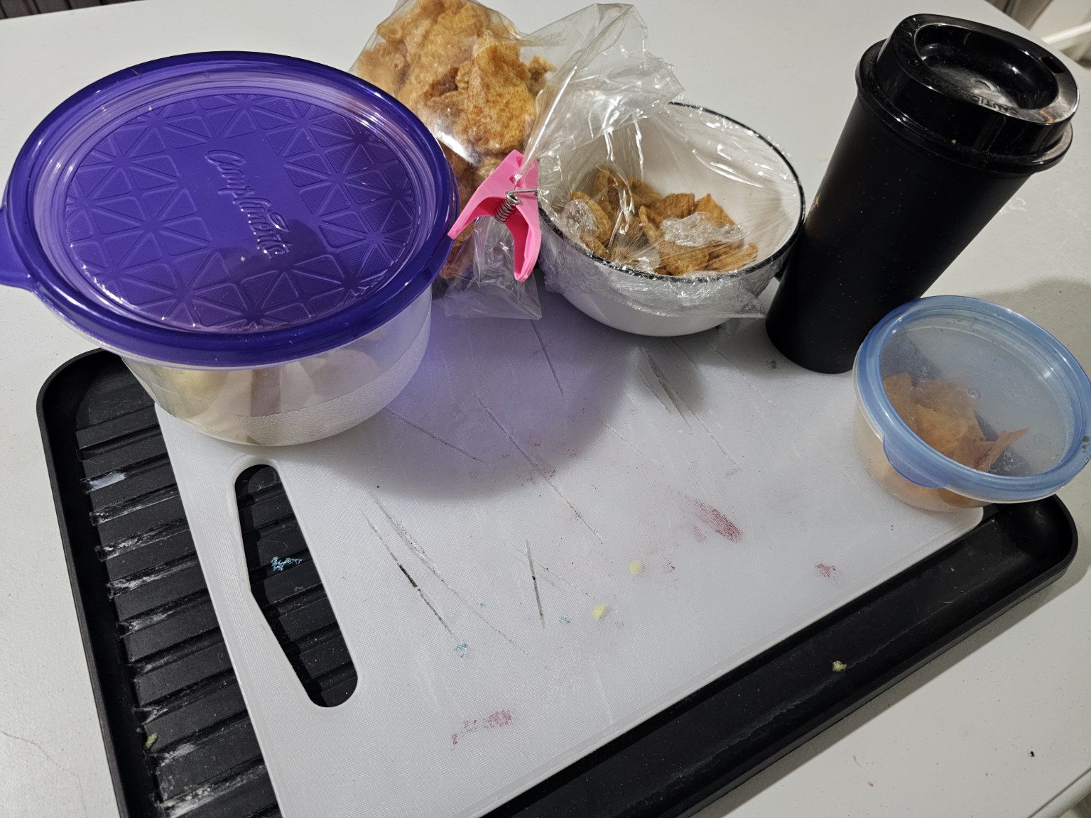 Common plastic food storage containers